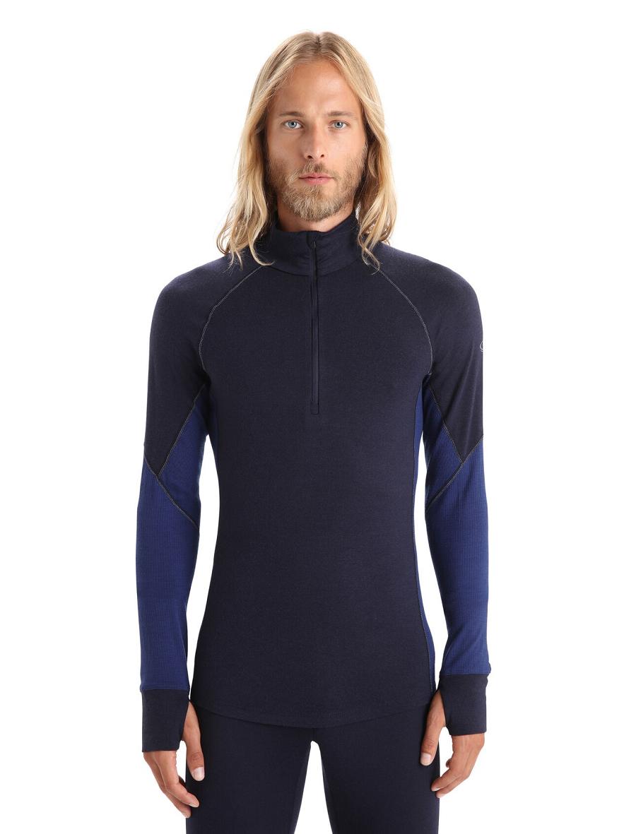 Icebreaker BodyfitZone™ Merino 260 Zone Long Sleeve Half Zip Thermal Top Férfi Base Layers Sötétkék Királykék Sötétkék | HU 1348ZUTG